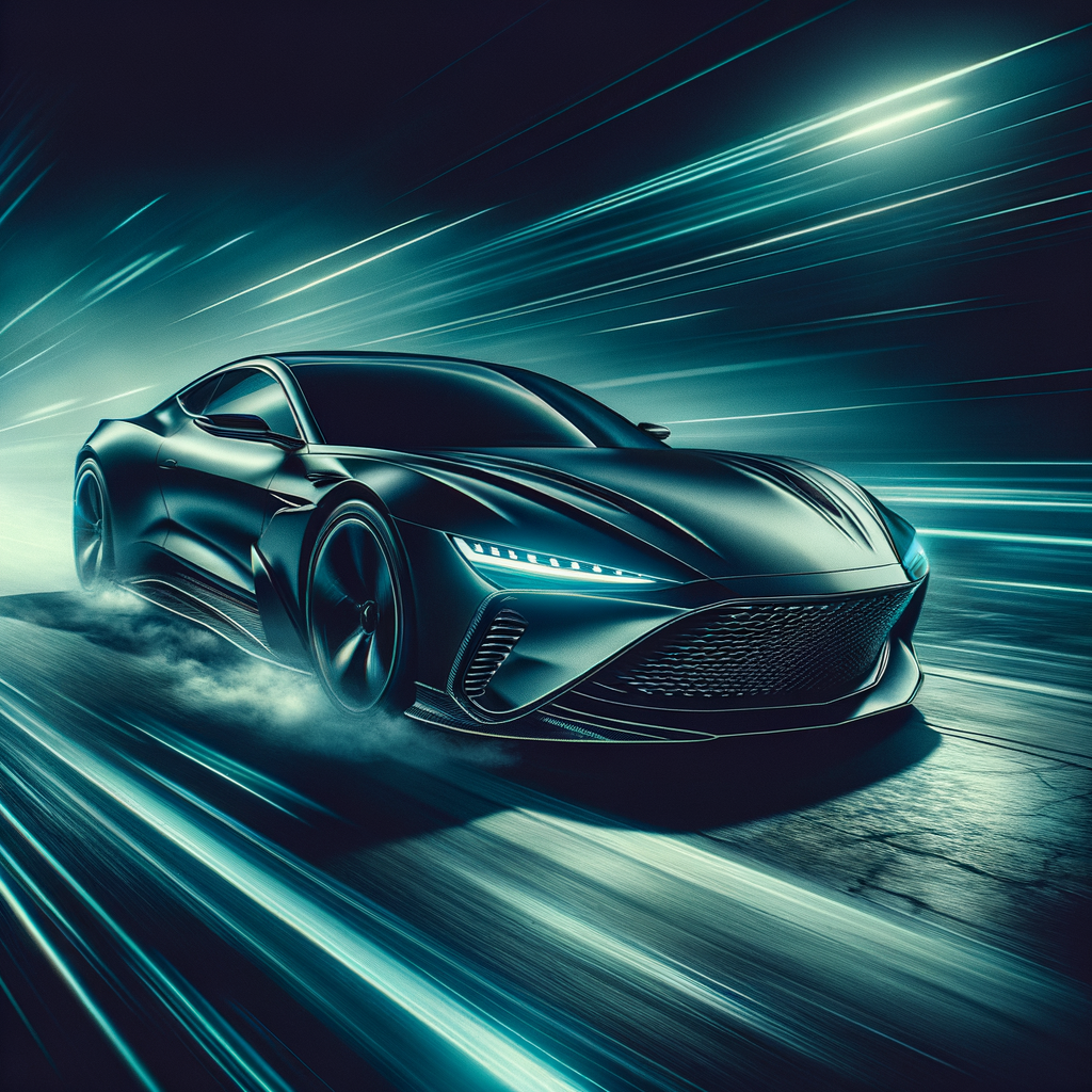 An image of a sleek luxury car in motion, capturing the thrill of speed and power. Keywords: action, speed, sleek, dynamic, adrenaline